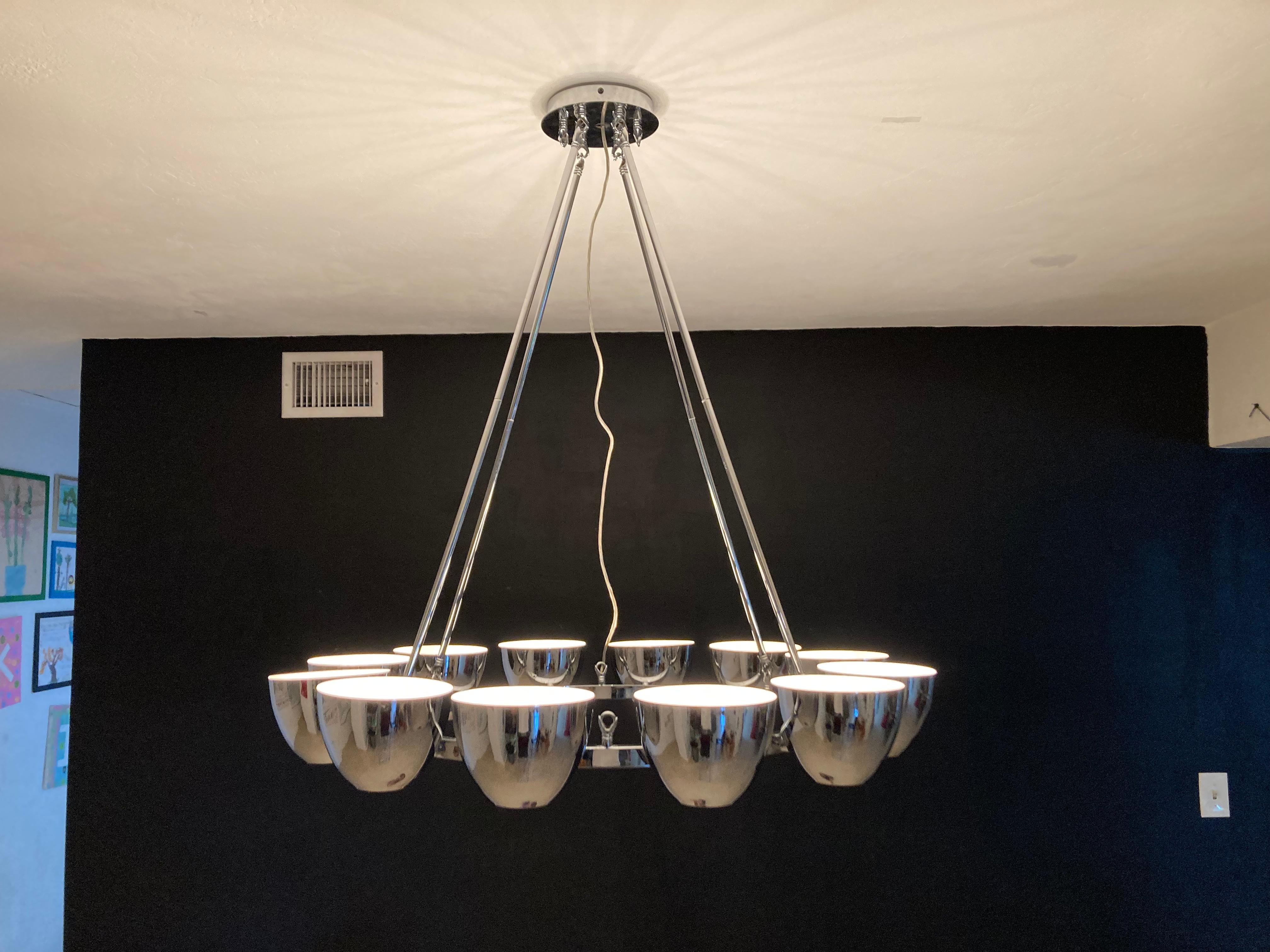 Large Chrome Chandelier in the Style of Gino Sarfatti For Sale 7