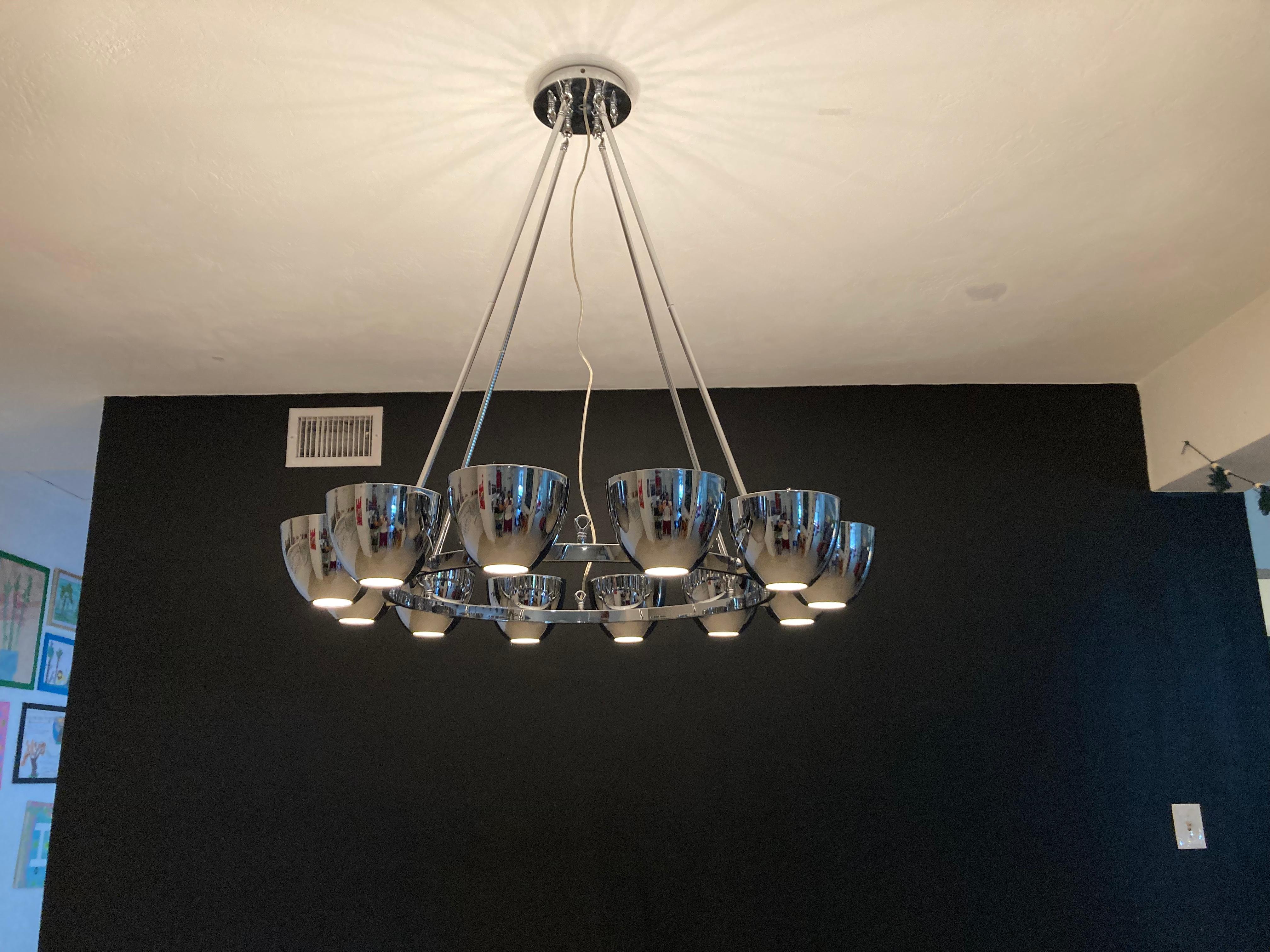 Large Chrome Chandelier in the Style of Gino Sarfatti For Sale 10