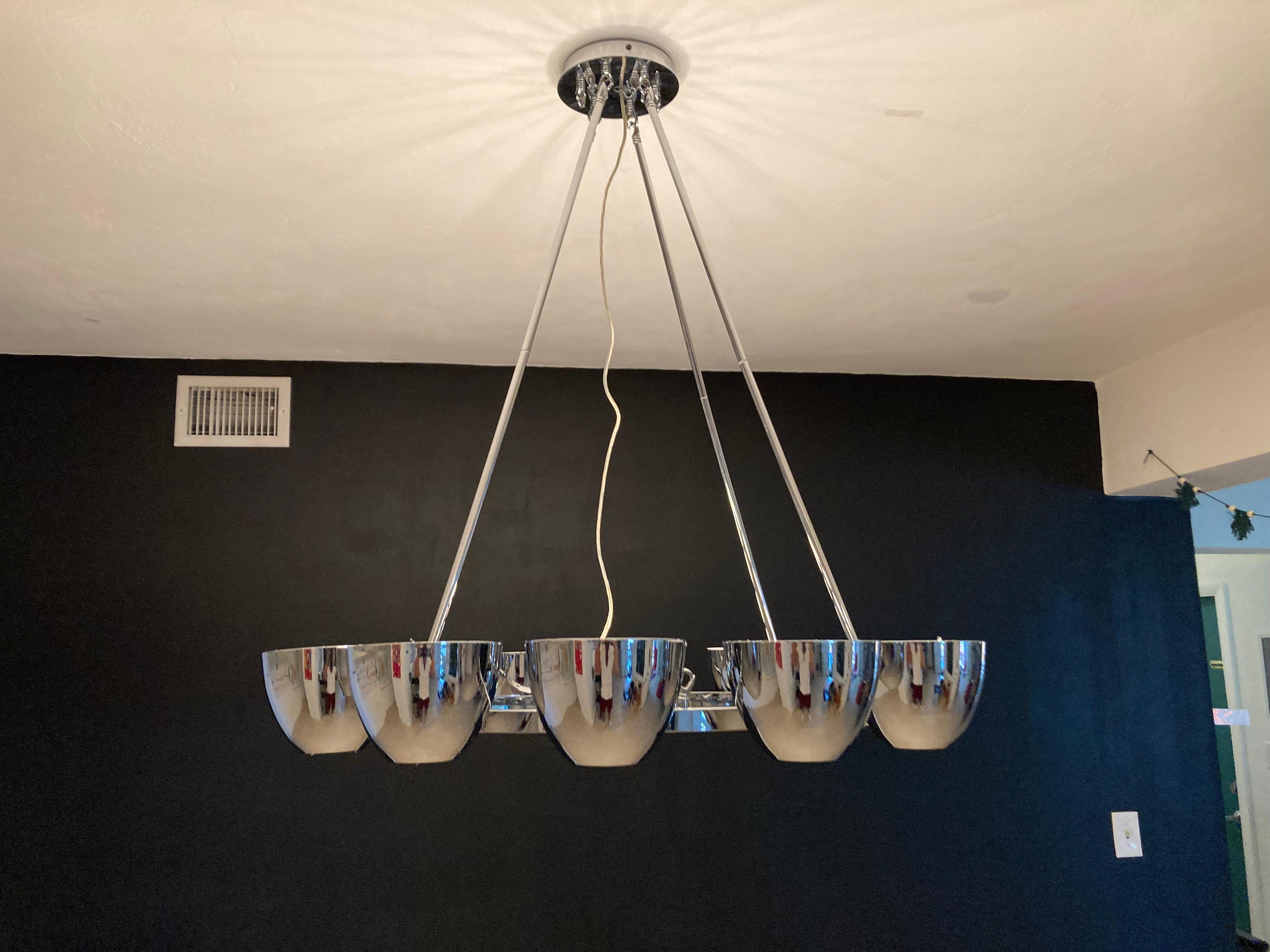 Large Chrome Chandelier in the Style of Gino Sarfatti For Sale 11