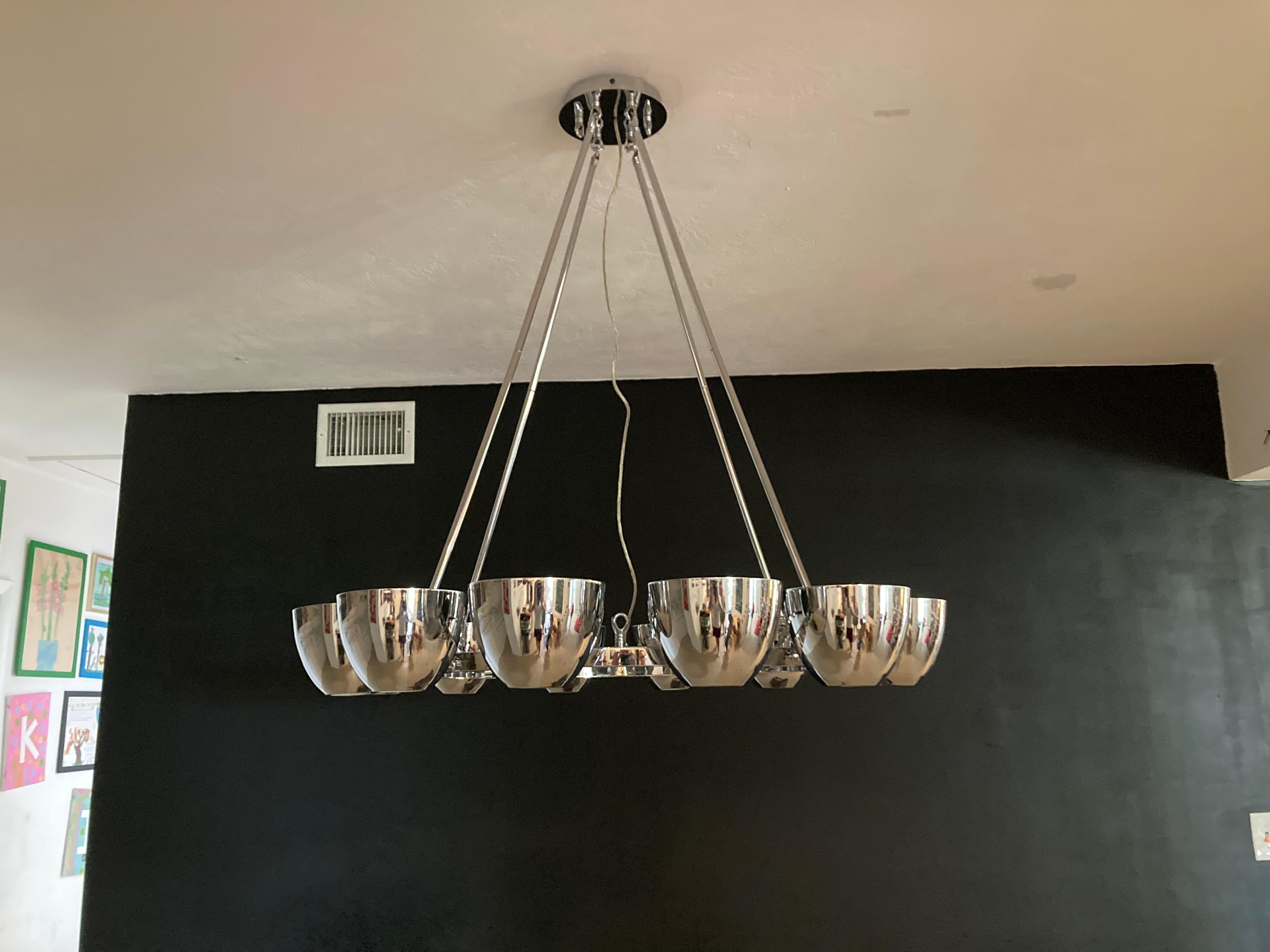 Large Chrome Chandelier in the Style of Gino Sarfatti For Sale 12