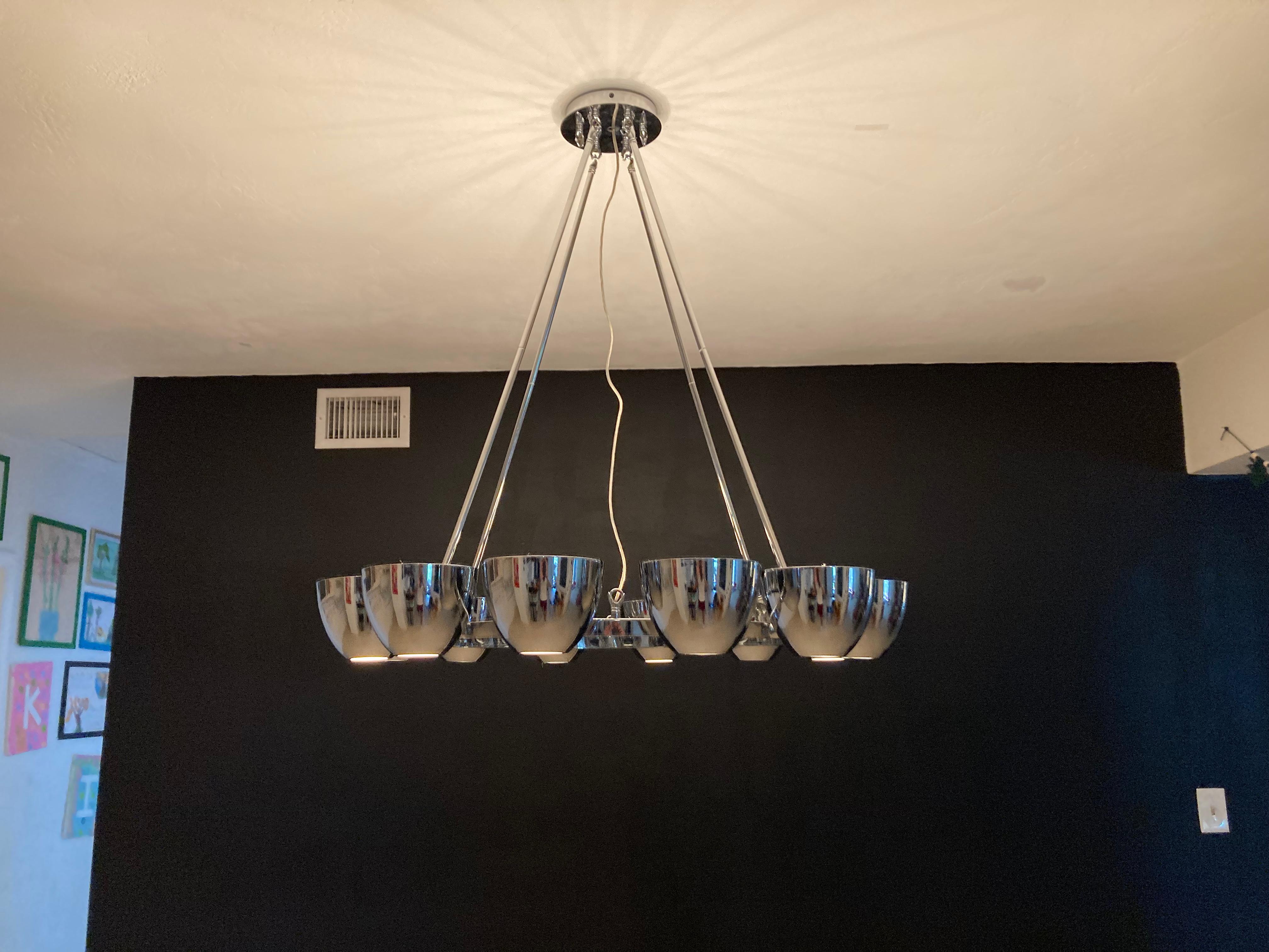 Large Chrome Chandelier in the Style of Gino Sarfatti For Sale 13
