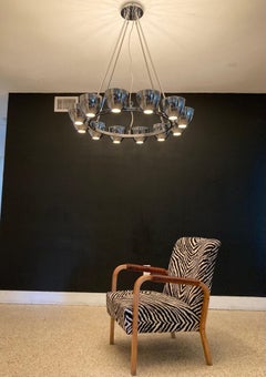 Large Chrome Chandelier in the Style of Gino Sarfatti