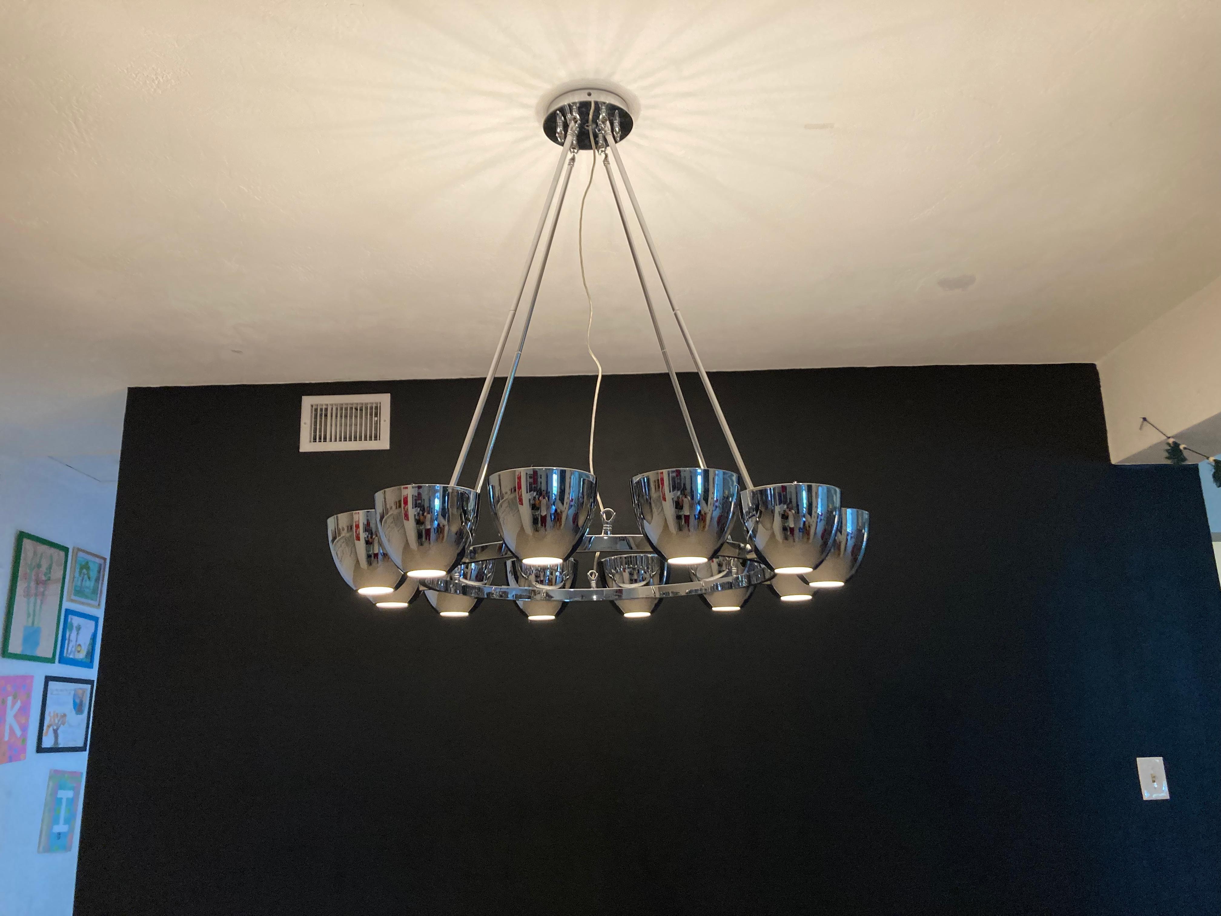 American Large Chrome Chandelier in the Style of Gino Sarfatti For Sale