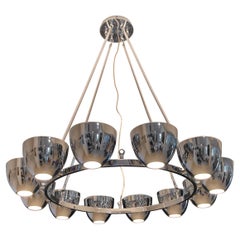 Large Chrome Chandelier in the Style of Gino Sarfatti