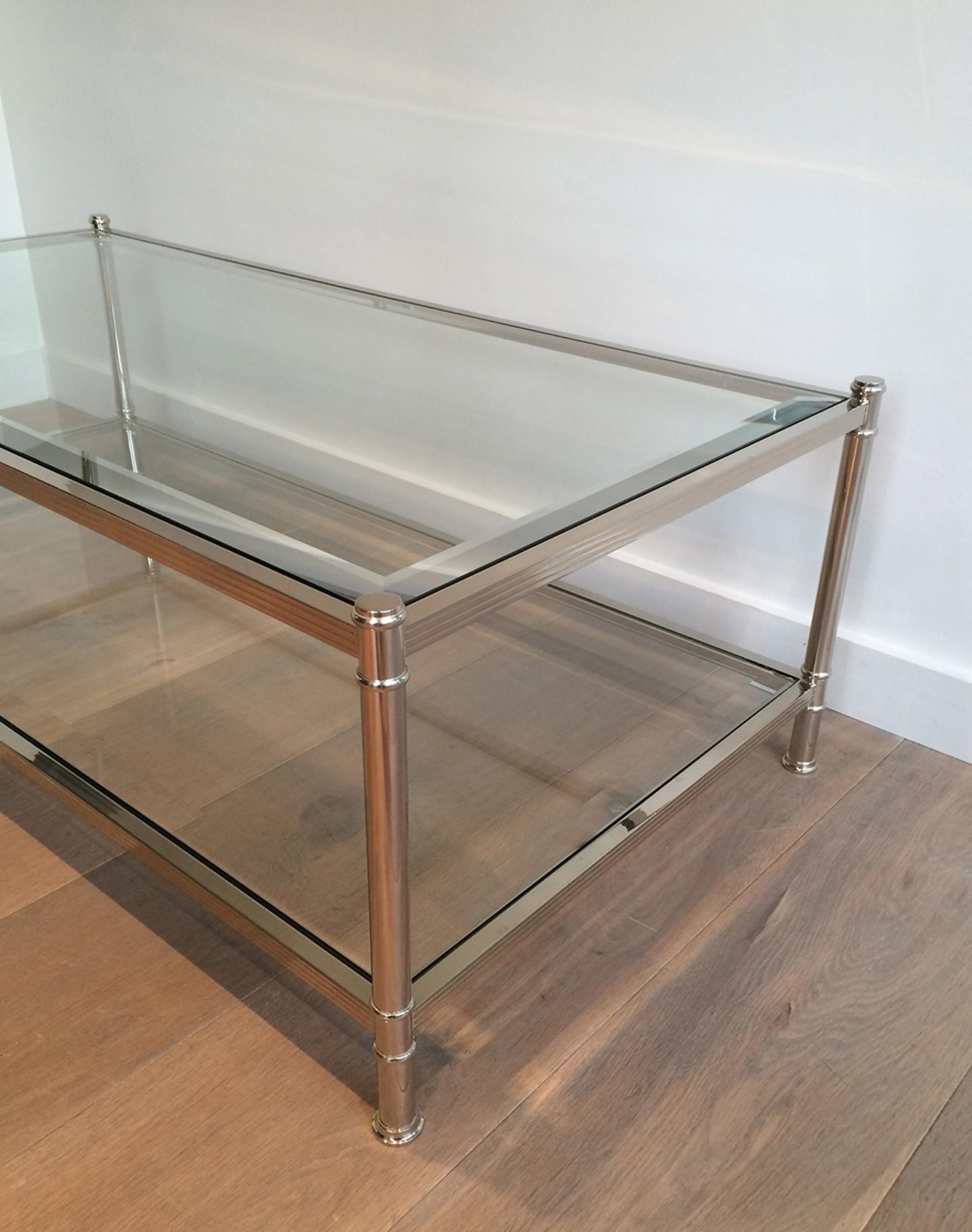 Large Chrome Coffee Table, circa 1970 In Good Condition For Sale In Marcq-en-Barœul, Hauts-de-France