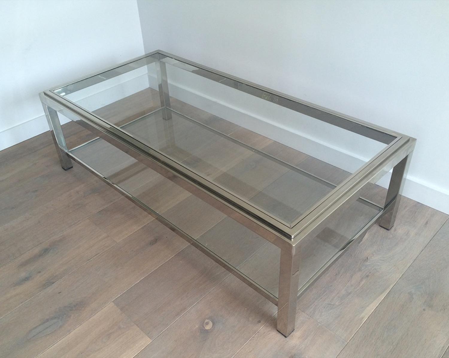 Grande table basse en chrome, circa 1970 Bon état - En vente à Marcq-en-Barœul, Hauts-de-France