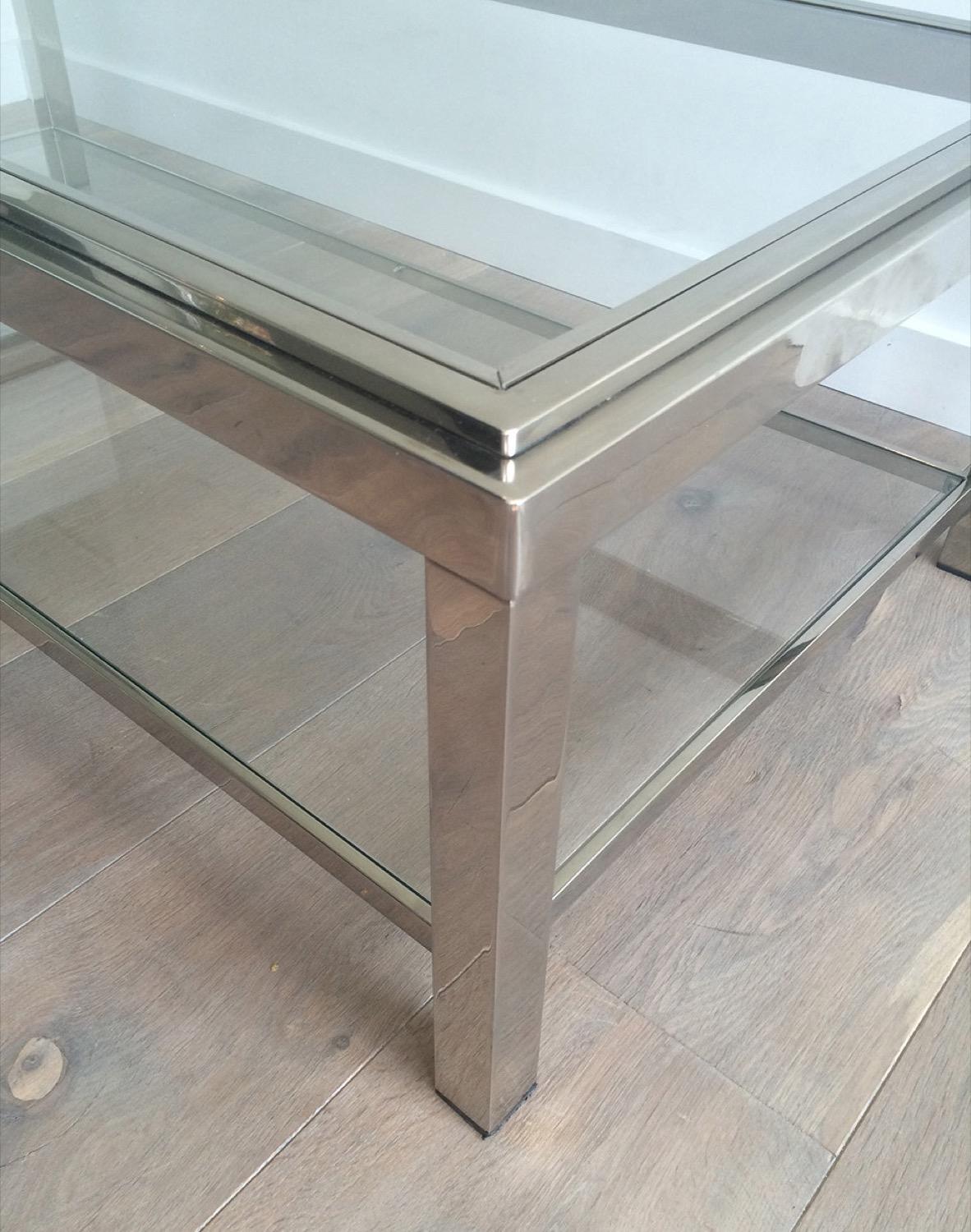 Fin du 20e siècle Grande table basse en chrome, circa 1970 en vente