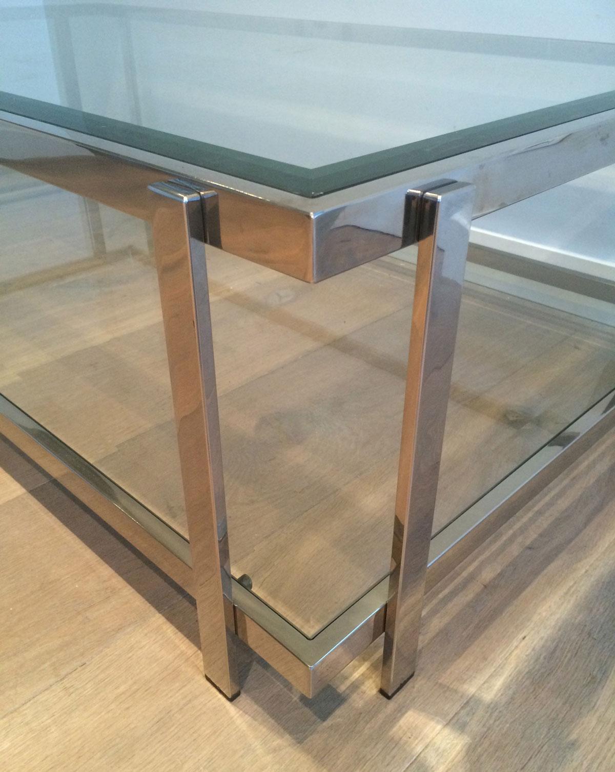 Large Chrome Coffee Table For Sale 4