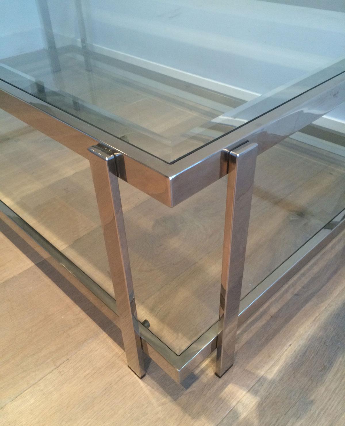 Large Chrome Coffee Table For Sale 5
