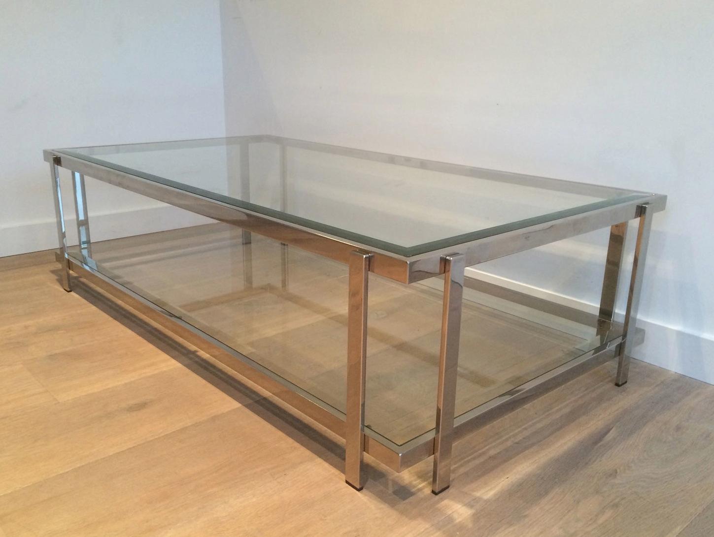 Mid-Century Modern Large Chrome Coffee Table For Sale