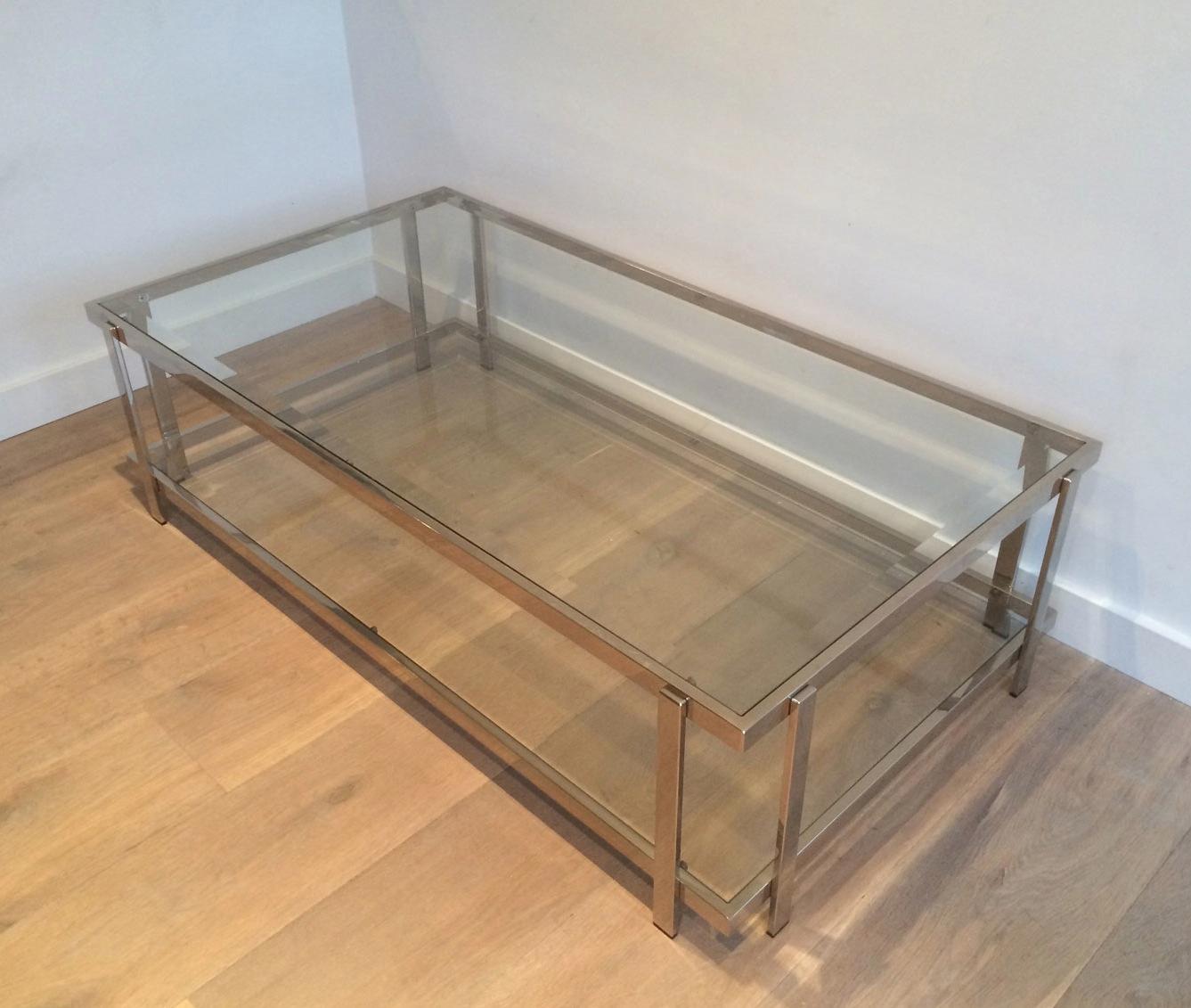 Large Chrome Coffee Table For Sale 1