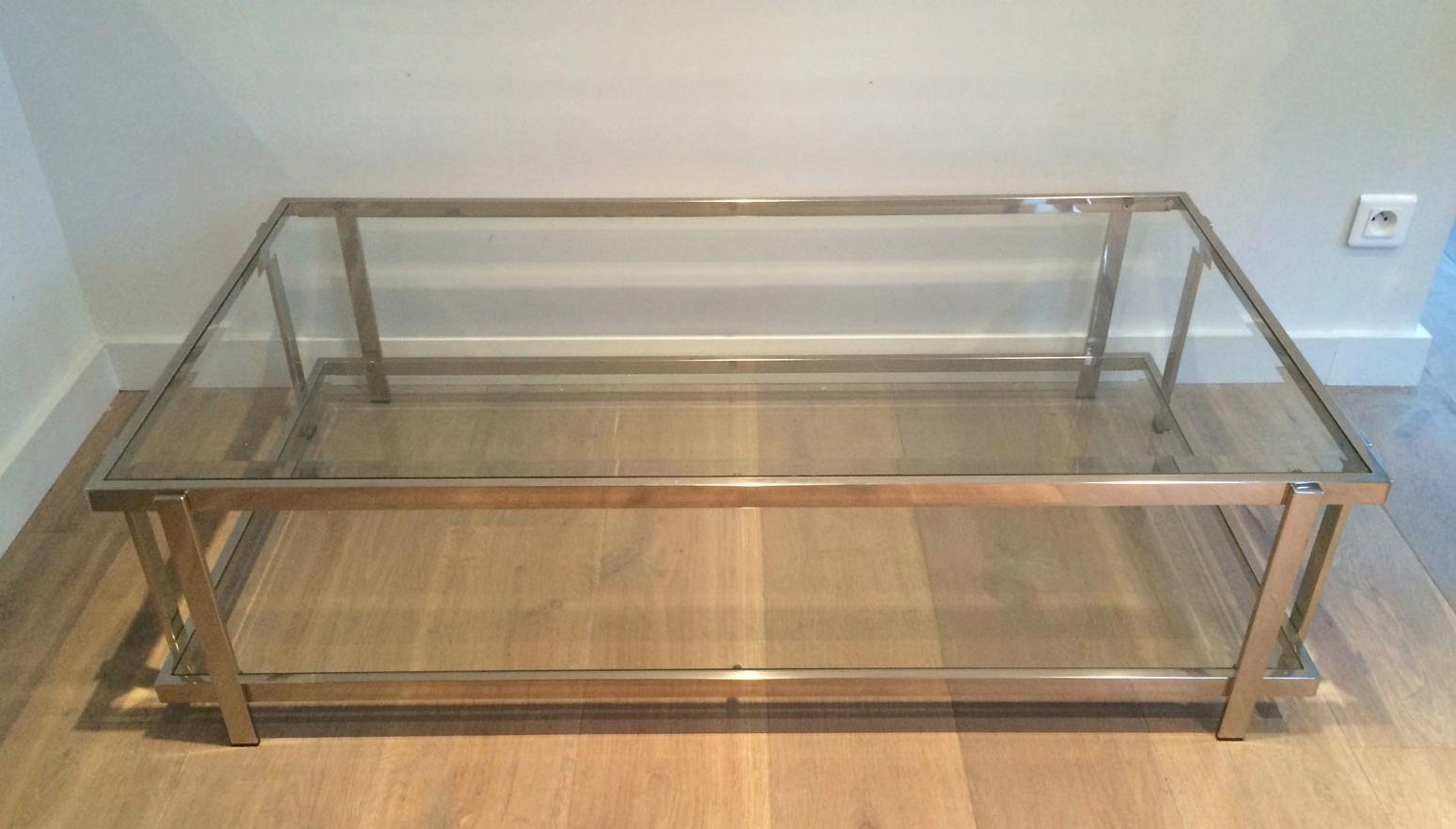 Large Chrome Coffee Table For Sale 2