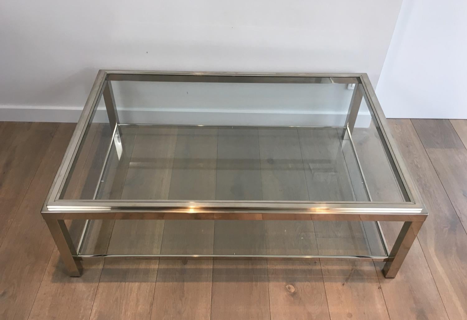 Large Chrome Coffee Table, French, circa 1970 4