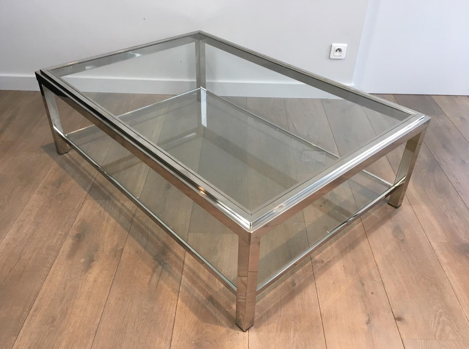Large Chrome Coffee Table, French, circa 1970 6