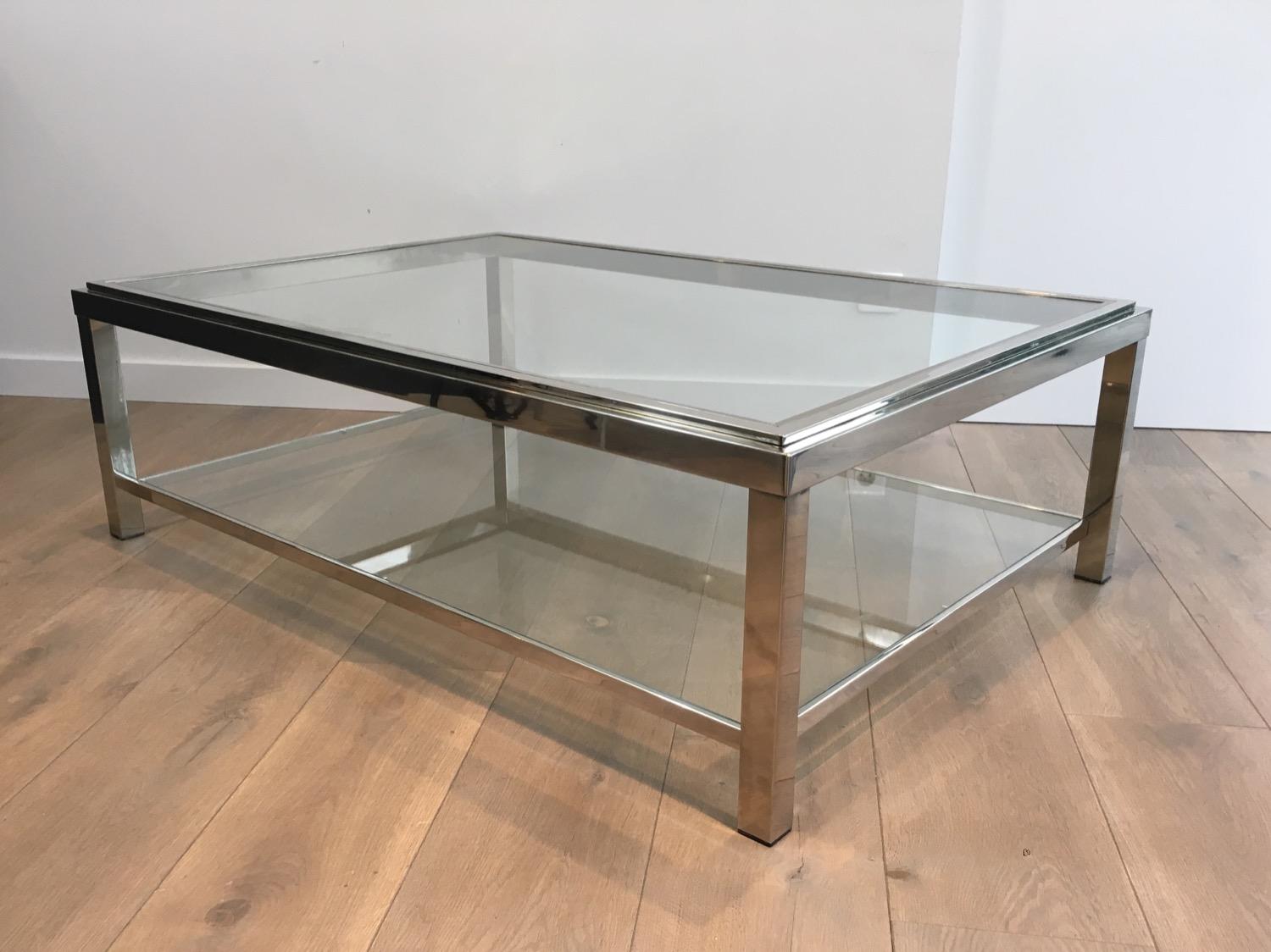 Large Chrome Coffee Table, French, circa 1970 8