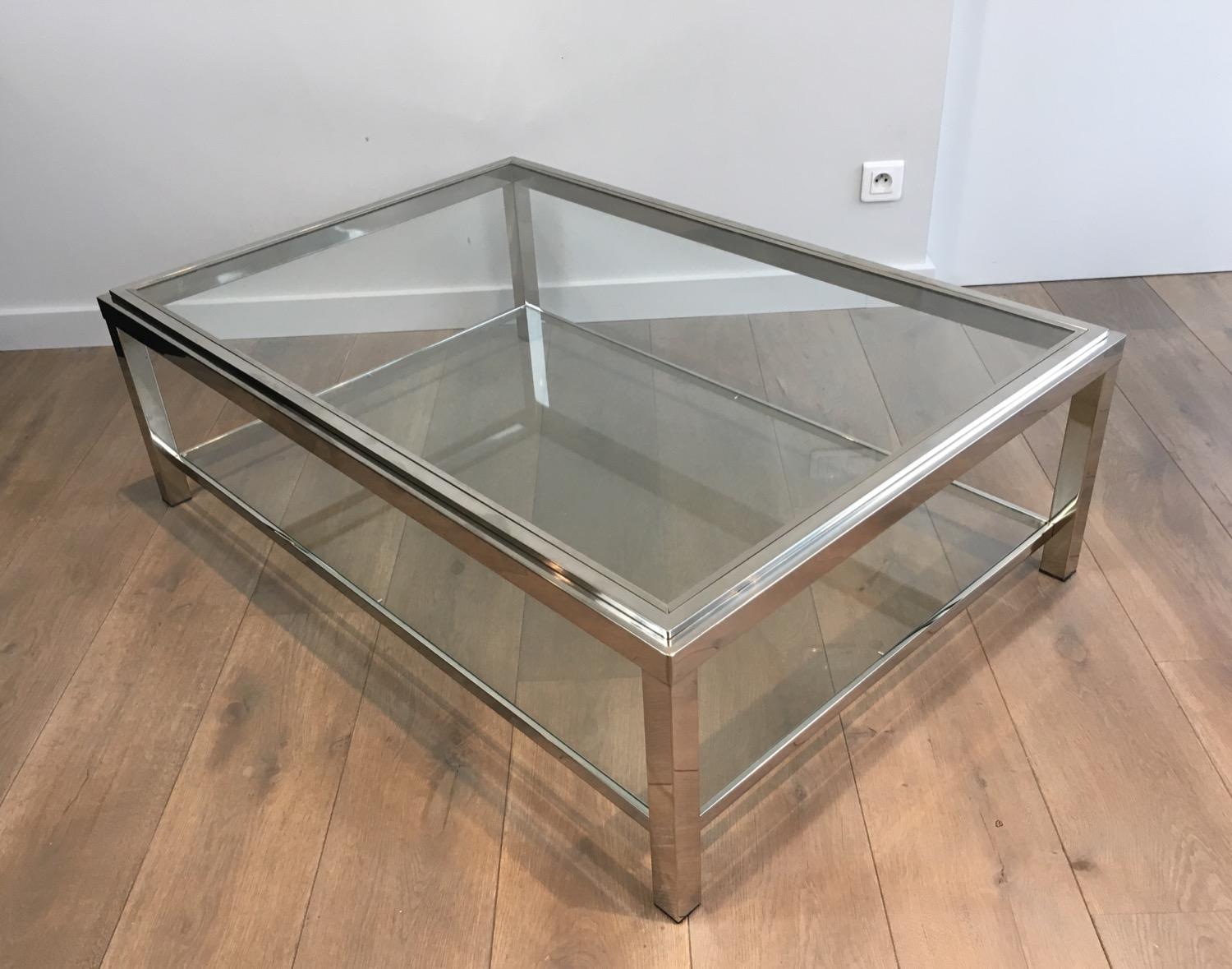 Large Chrome Coffee Table, French, circa 1970 9