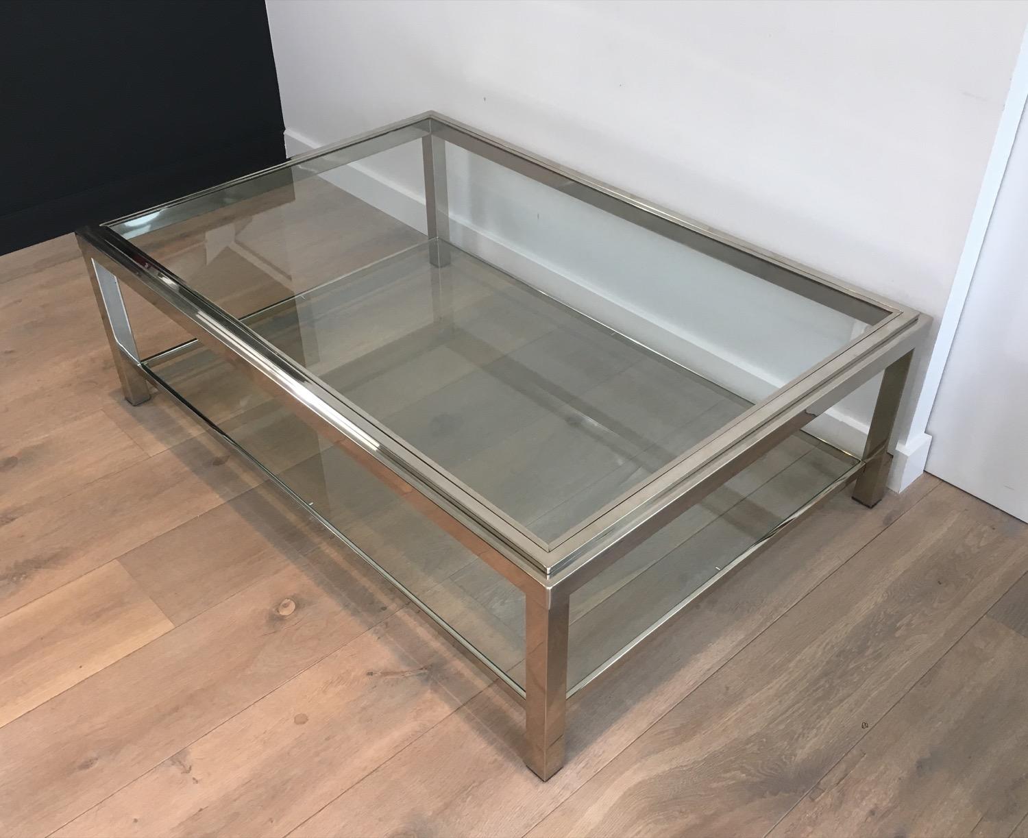 Large Chrome Coffee Table, French, circa 1970 10