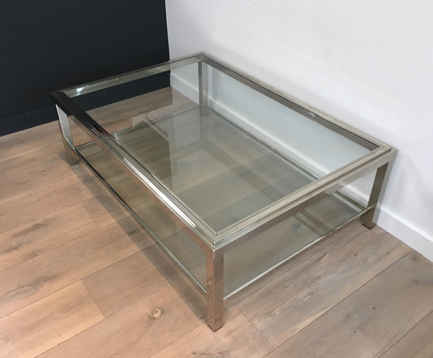 Large Chrome Coffee Table, French, circa 1970 12