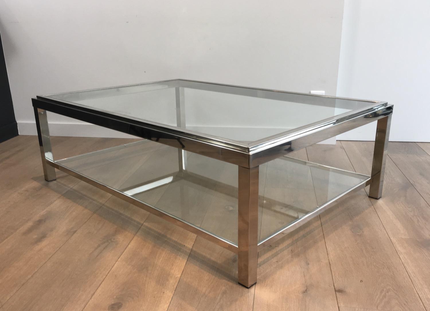 Large Chrome Coffee Table, French, circa 1970 13