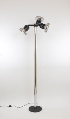 Large chrome floor lamp by Gae Aulenti & Livio Castiglioni for Stilnovo, 1970s