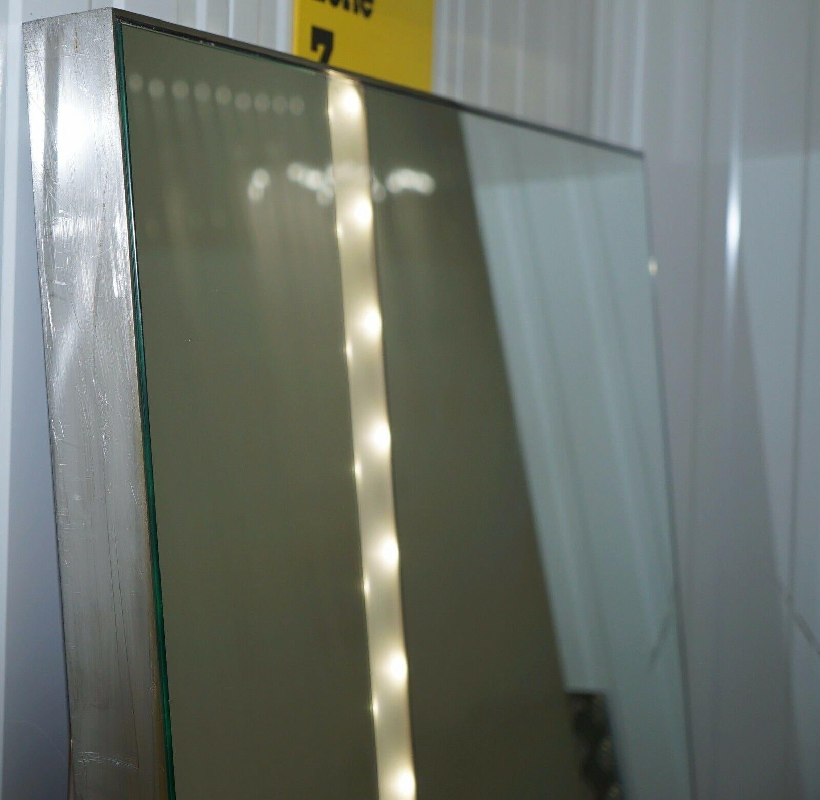 English Large Chrome Framed Full Sized Mirror Back Light Floor Standing