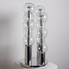 Large Chrome Hand Blown Bubble Glass Doria Table Lamp, 1970