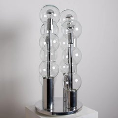 Große verchromte mundgeblasene Doria-Tischlampe aus Glas, 1970