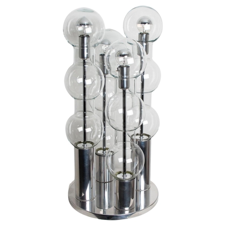 Large Chrome Hand Blown Bubble Glass Doria Table Lamp, 1970