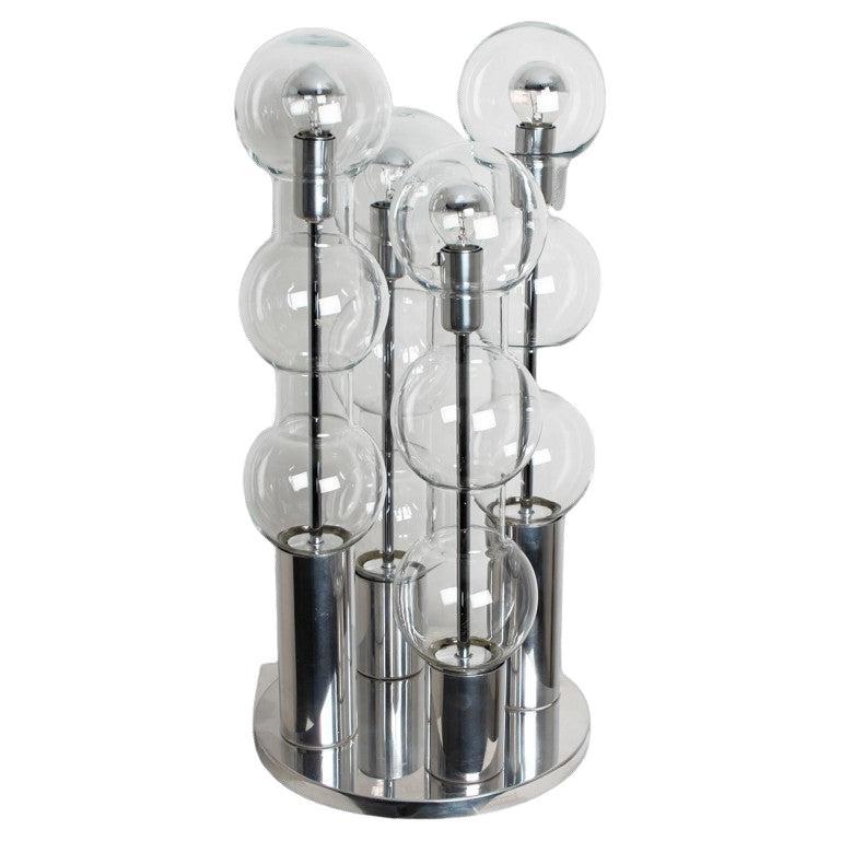 Large Chrome Hand Blown Bubble Glass Doria Table Lamp, 1970 en vente