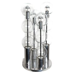 Large Chrome Hand Blown Bubble Glass Doria Table Lamp, 1970