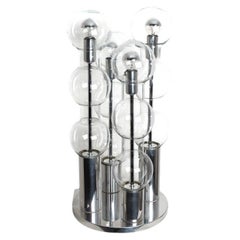 Große verchromte mundgeblasene Doria-Tischlampe aus Glas, 1970
