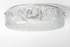 1 of 3 Large Chrome Hillebrand Murano Glass Flush Mount, Germany, 1970s