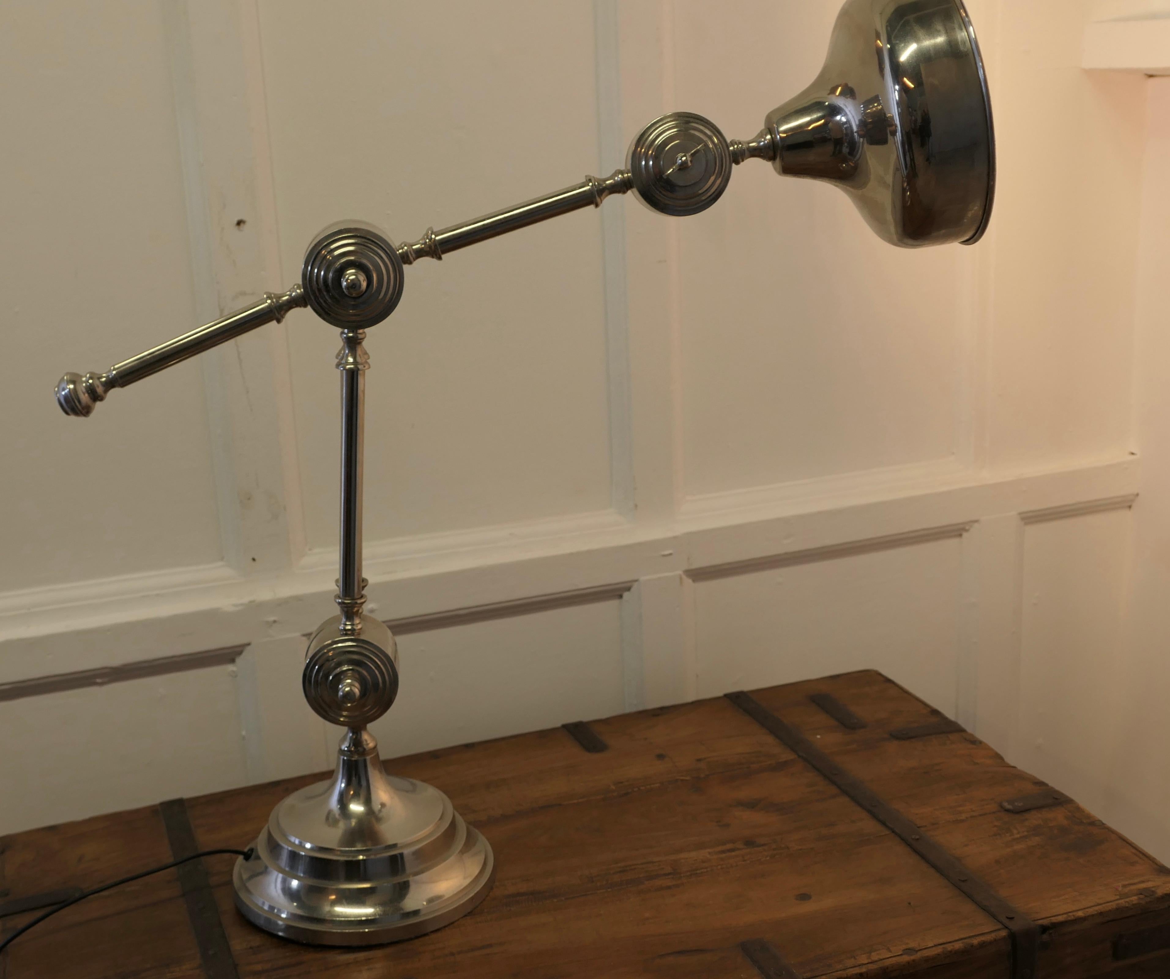 Mid-Century Modern Large Chrome Industrial Style Desk Lamp For Sale