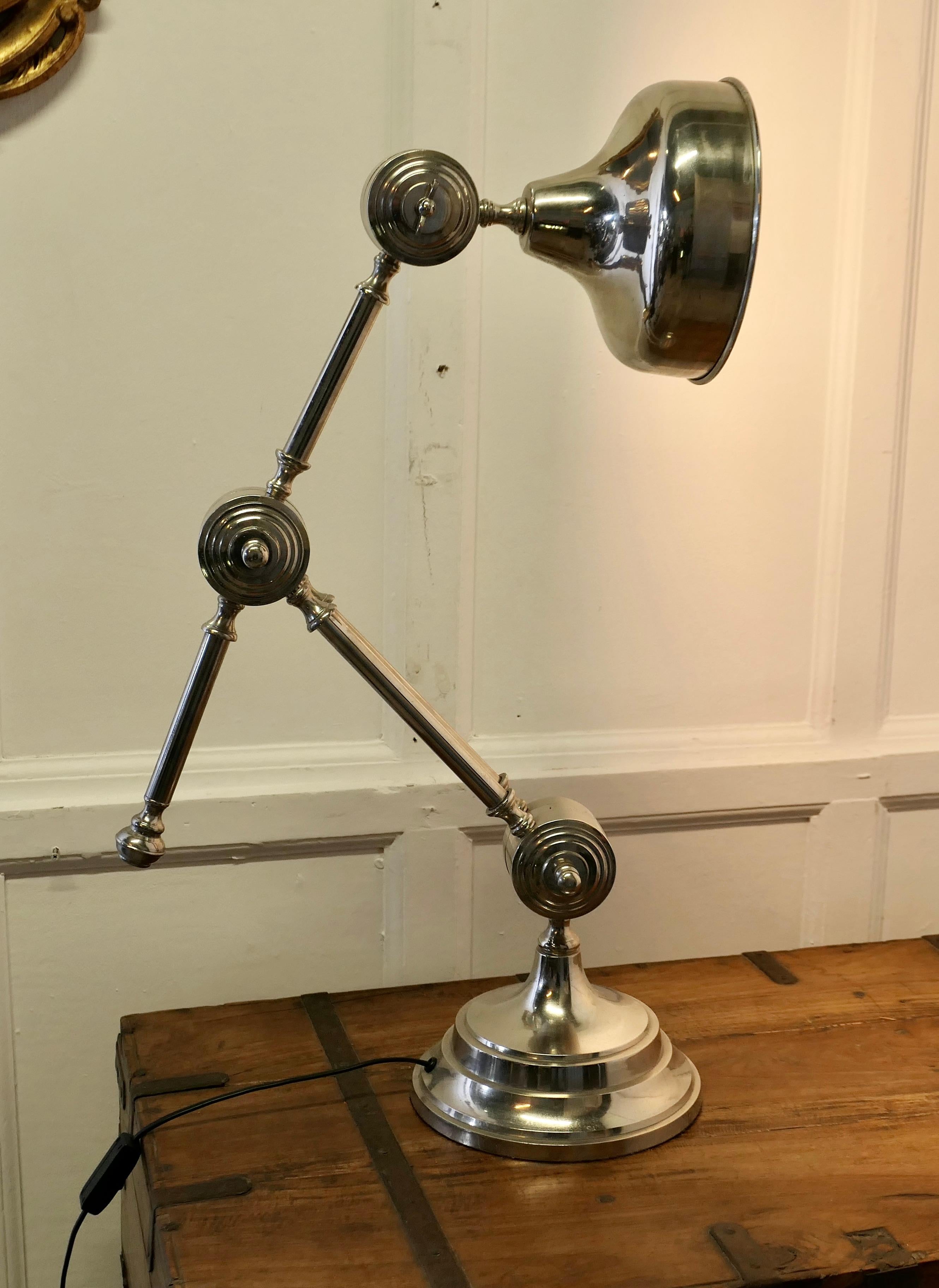Large Chrome Industrial Style Desk Lamp In Good Condition For Sale In Godshill, Isle of Wight