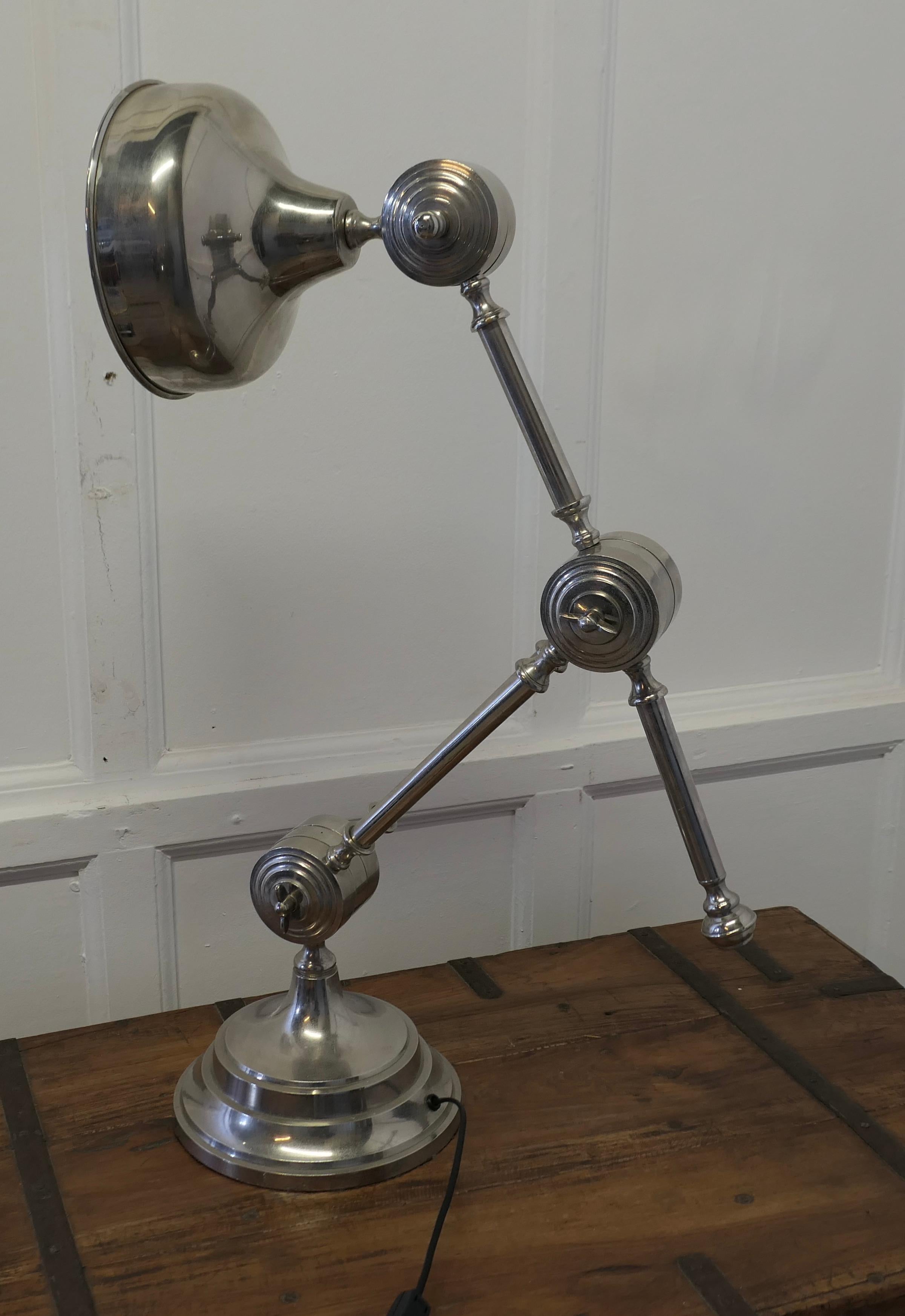 20th Century Large Chrome Industrial Style Desk Lamp For Sale