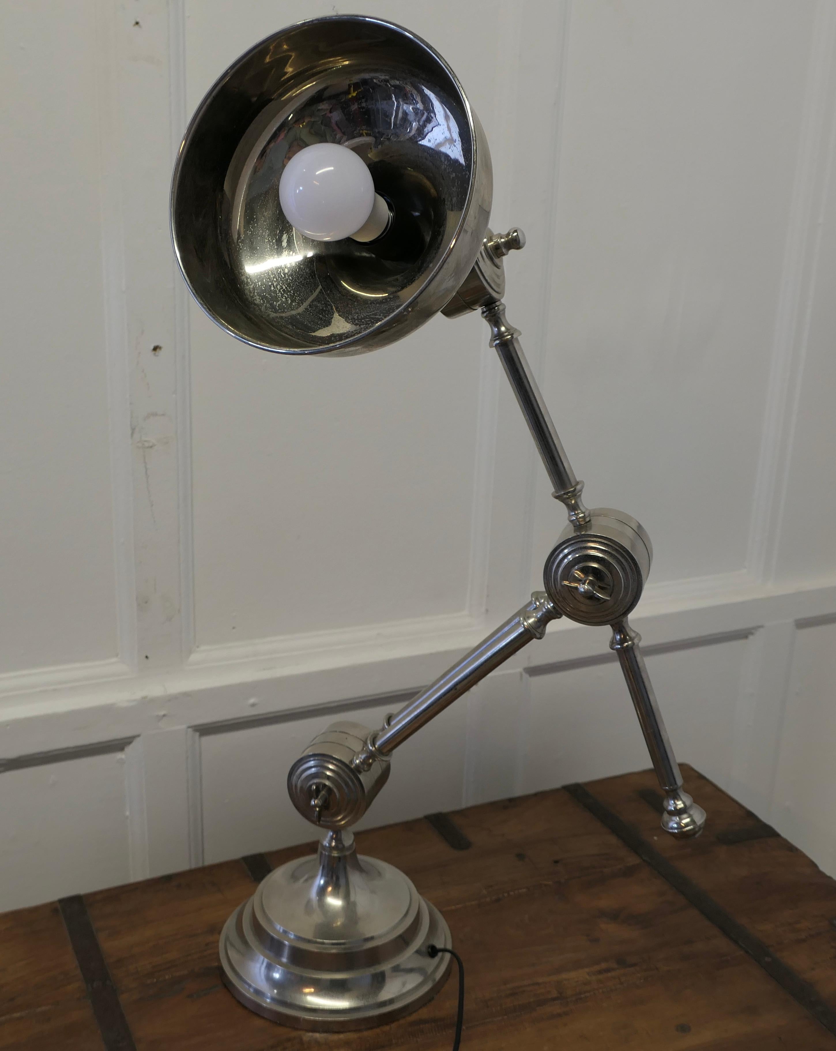 Large Chrome Industrial Style Desk Lamp For Sale 1