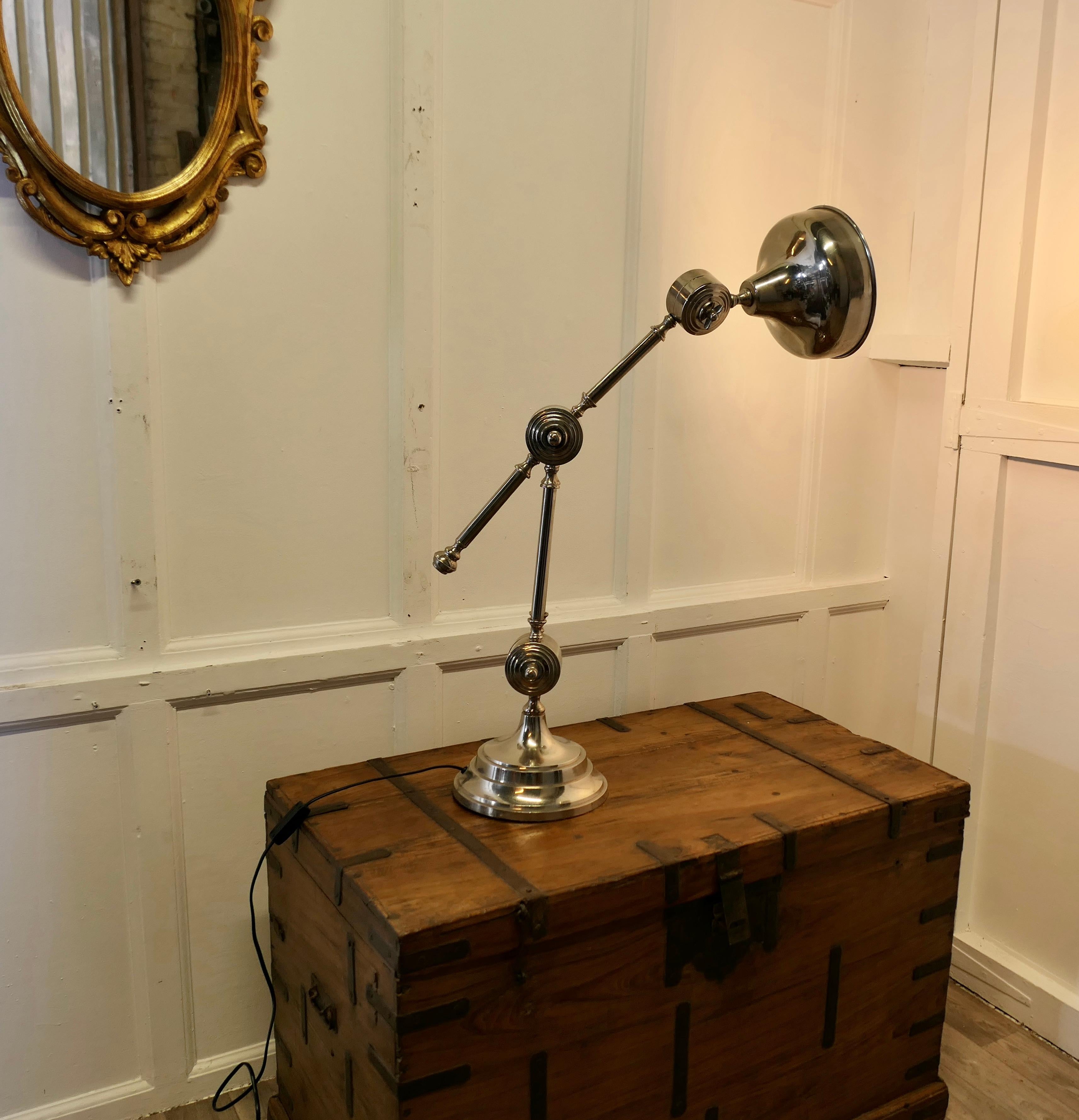 Large Chrome Industrial Style Desk Lamp For Sale 2