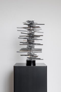 Large Chrome Metal sculpture by Giuseppe Minoretti, minimal and rationalist