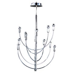 Large chrome Piazza San Marco Chandelier design vico magistretti for Oluce Italy