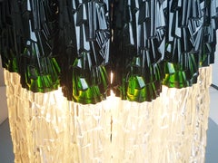 Large Chrome Plated Metal, White & Green Plastic 1960s-1970s Table Lamp