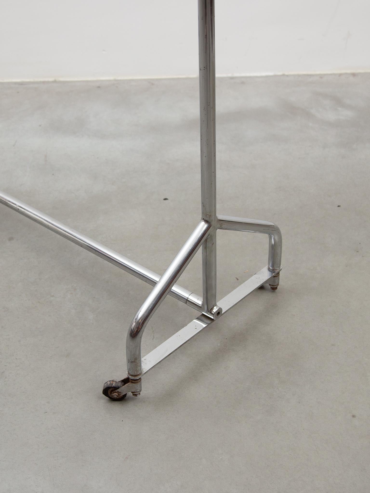 Belgian Large Chrome Shop Clothes Rolling Rack, 1930's