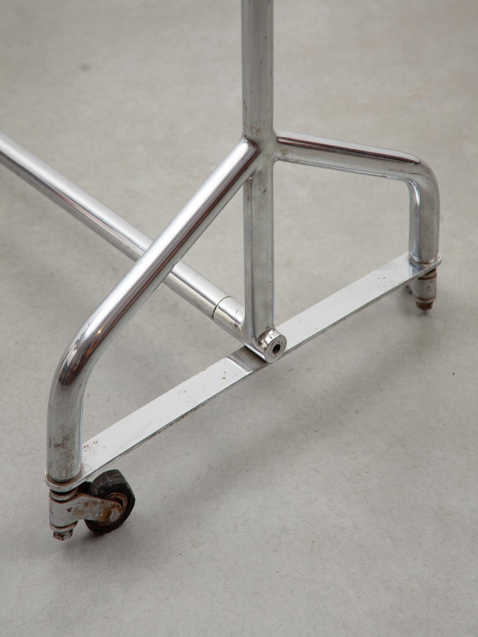 Metal Large Chrome Shop Clothes Rolling Rack, 1930's