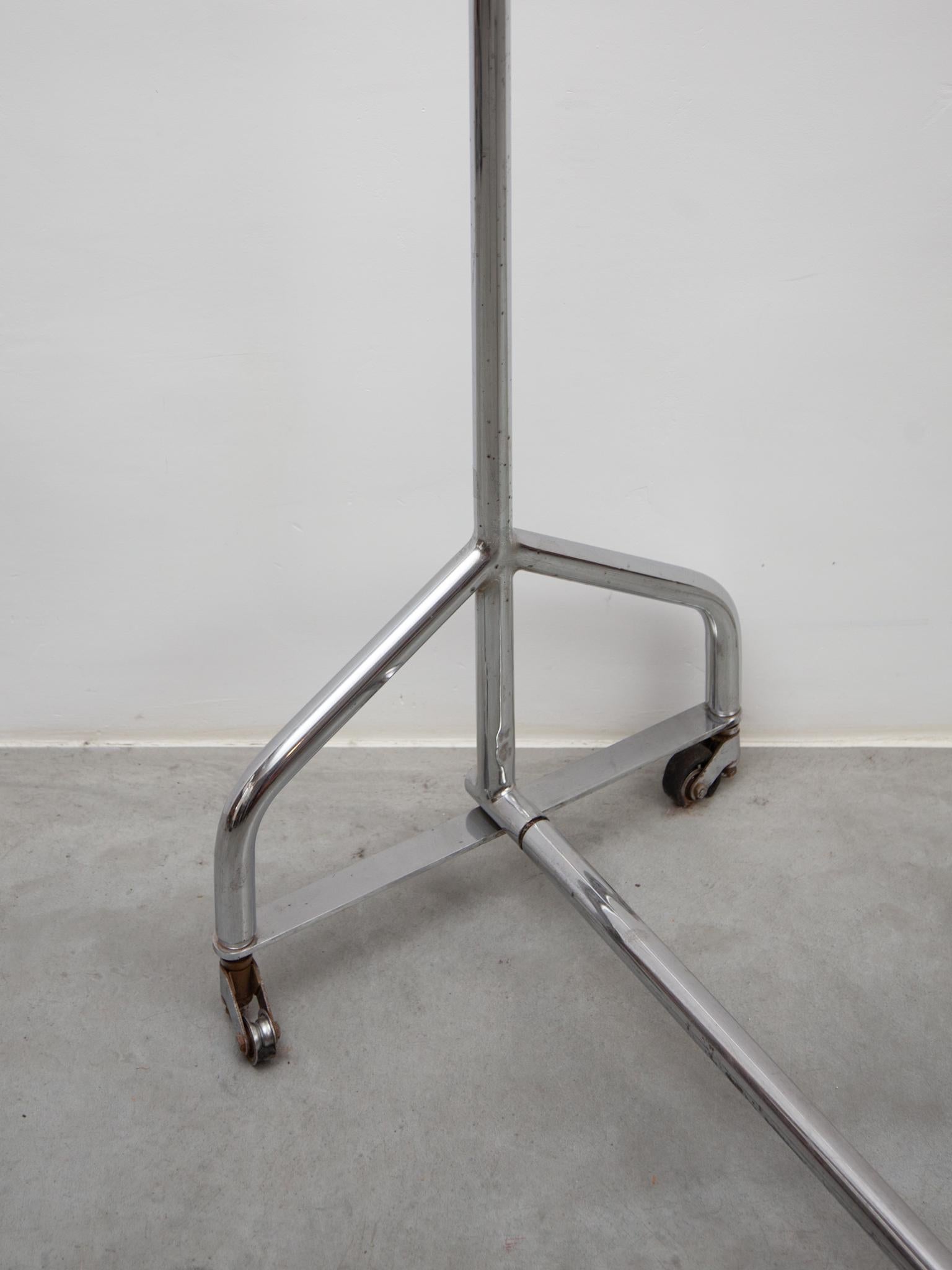 Large Chrome Shop Clothes Rolling Rack, 1930's 1