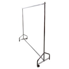 Large Chrome Shop Clothes Rolling Rack, 1930's
