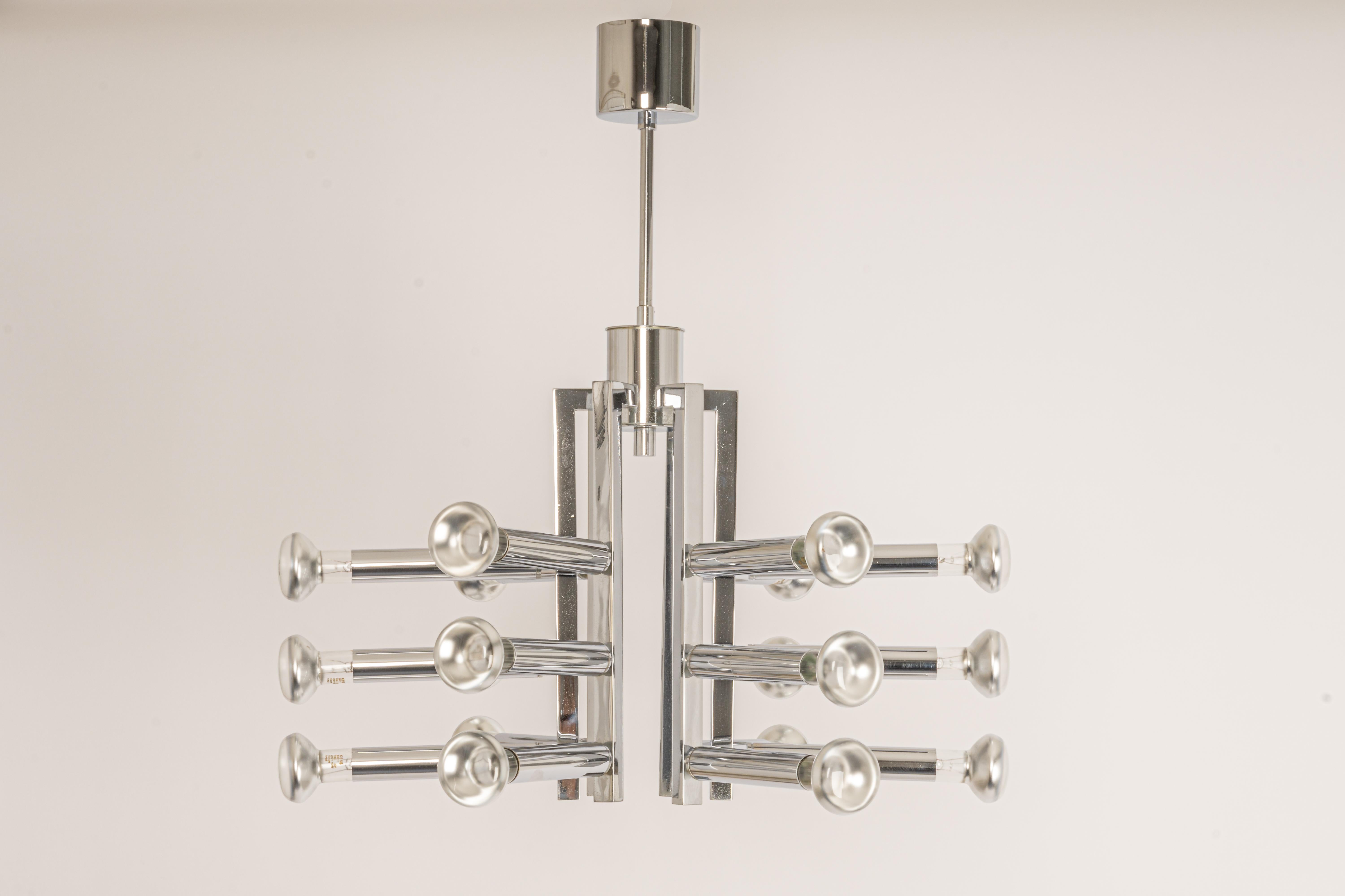 Grand lustre en chrome de l'ère spatiale Spoutnik par Cosack, Allemagne, 1970 en vente 3