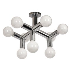 Large Chrome Space Age Sputnik Atomium Flush Mount by Kalmar, Austria, 1970s