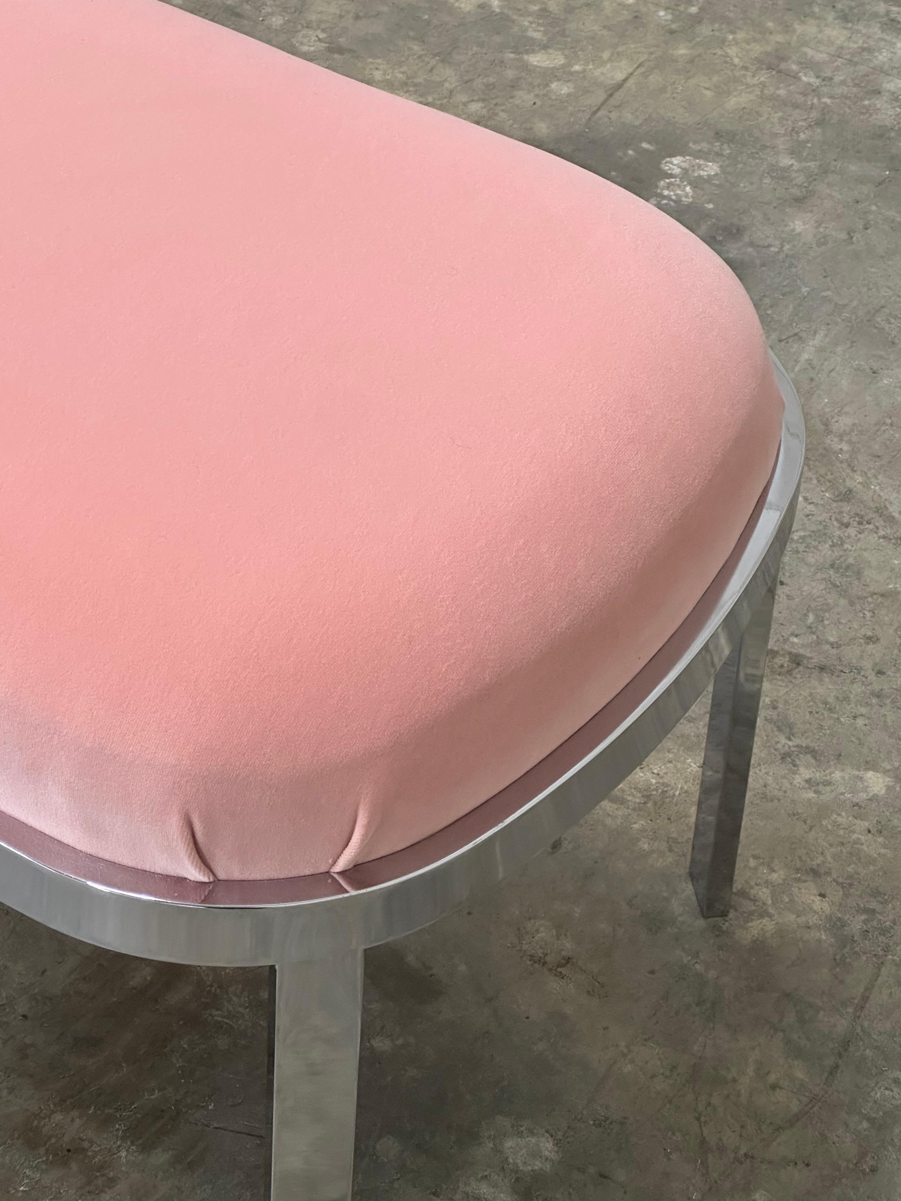 Large Chrome Stools or Ottomans Attributed to Milo Baughman- A Pair For Sale 4