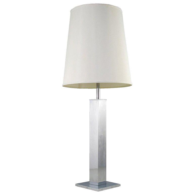 Large Chromed Column Table Lamp By Nessen
