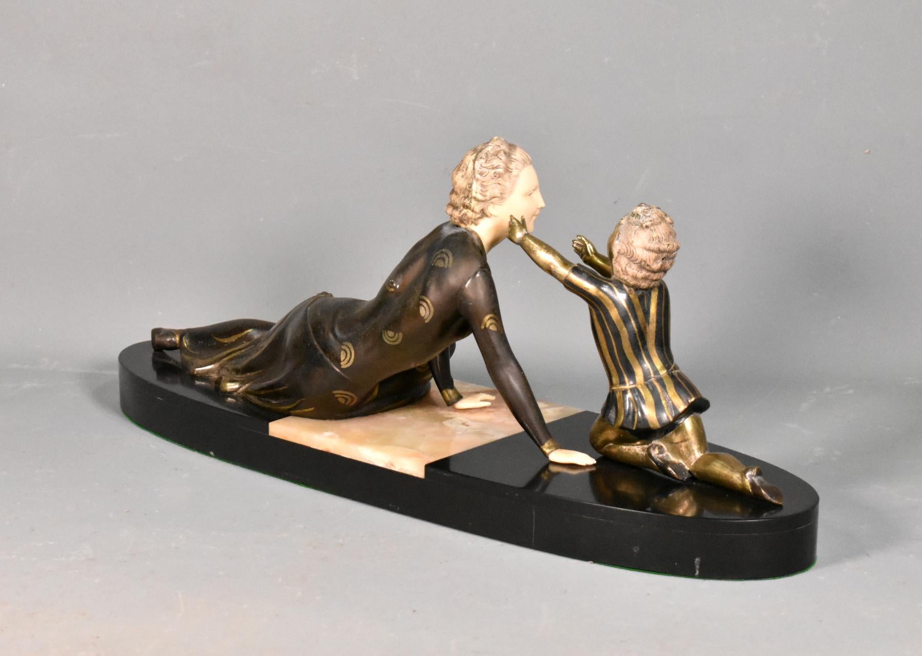 Brass Large Art Deco Figurines by Menneville