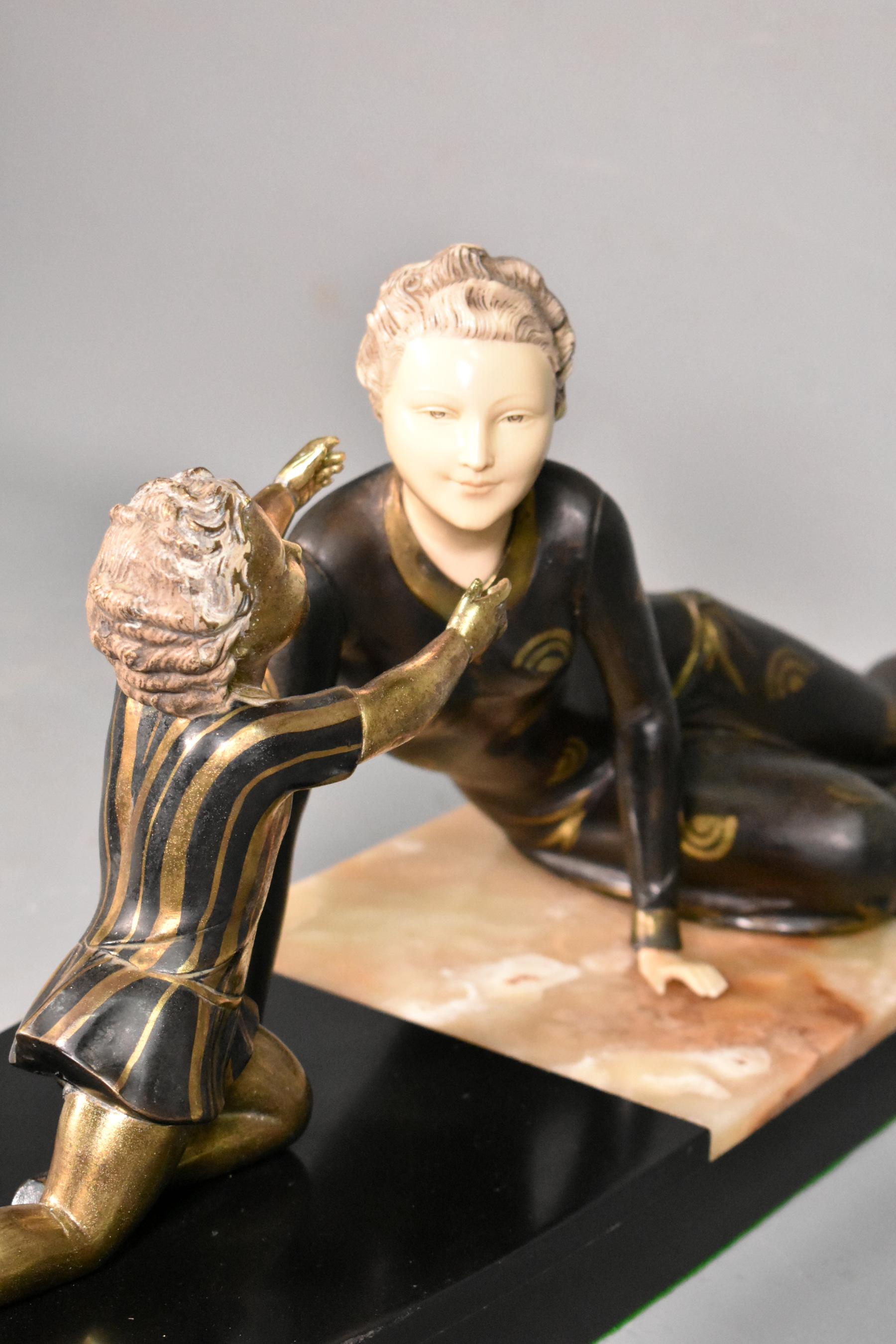 Large Art Deco Figurines by Menneville 1